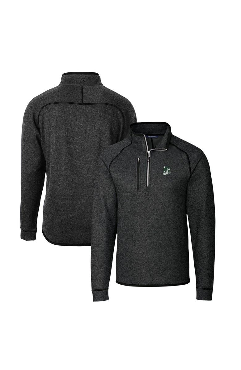 Cutter & Buck Men's Cutter & Buck Heather Charcoal Portland State Vikings Mainsail Sweater-Knit Big & Tall Half-Zip Pullover Jacket, Main, color, 