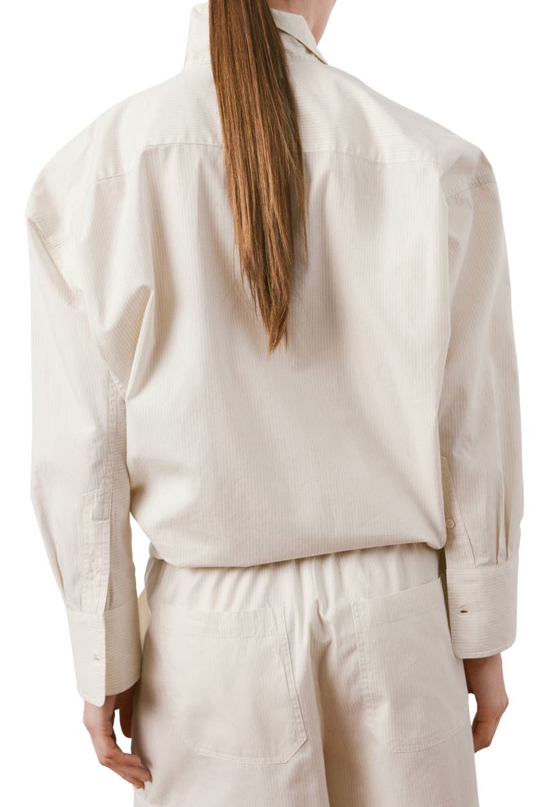 Stripe Oversize Cotton Button-Up Shirt, Alternate, color, ECRU