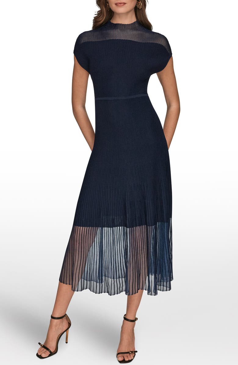 Donna Karan New York Sheer Rib Dress, Main, color, Nightfall