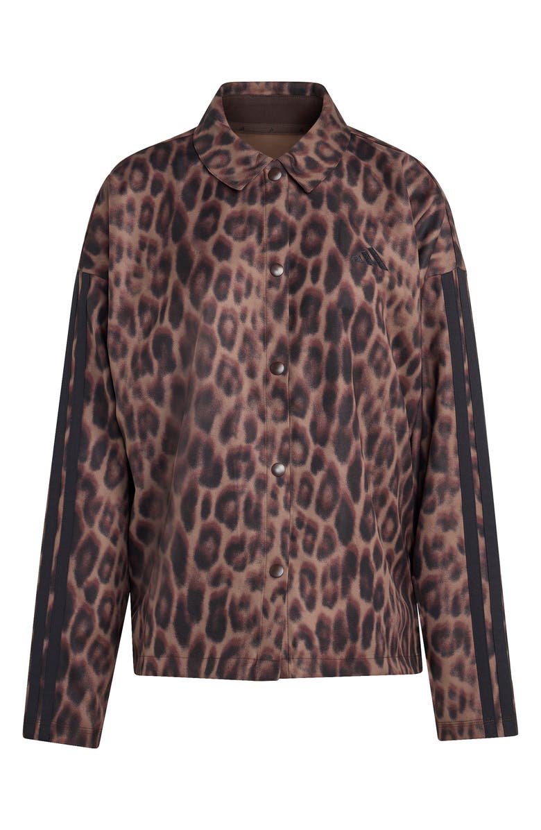 adidas Seasonal Essentials Leopard Print Overshirt, Alternate, color, Multicolor/ Earth Strata