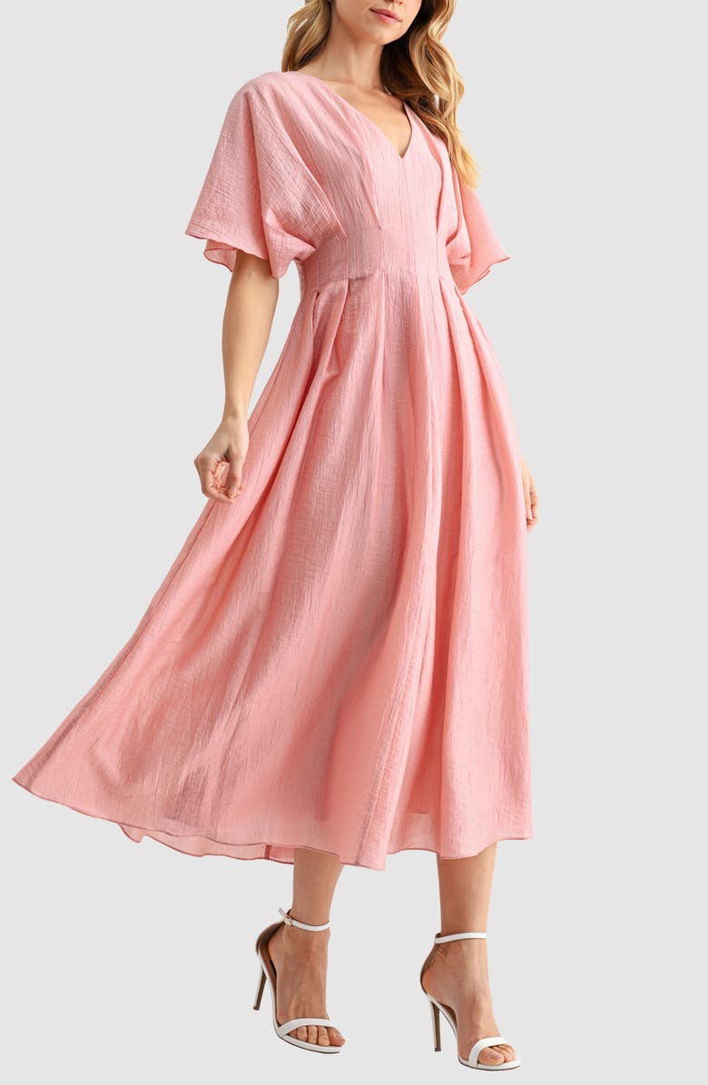 Mila Mae Short Sleeve Fit & Flare Maxi Dress, Alternate, color, Blush