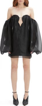 Bardot Freda Volume Off the Shoulder Long Sleeve Minidress