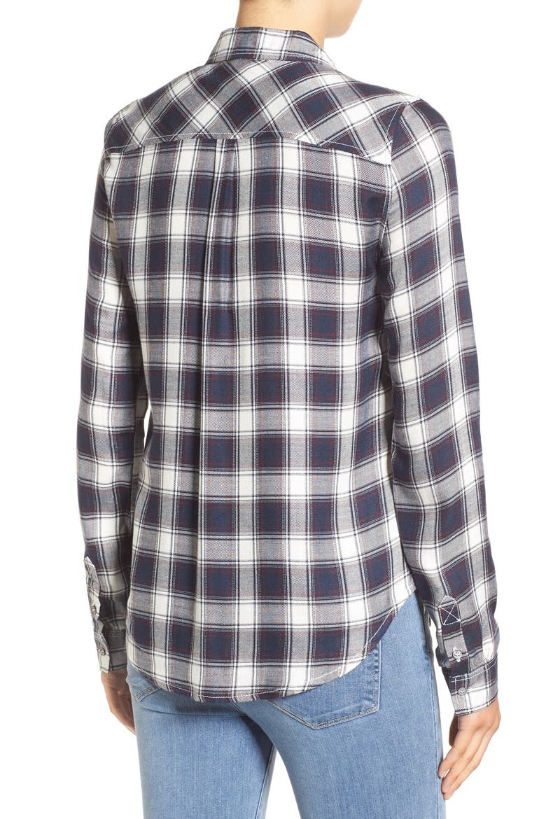 'Mya' Plaid Shirt, Alternate, color, DARK INK BLUE/ WHITE/ SYRAH