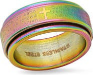 STEELTIME Men's Lord's Prayer Multicolor Stainless Steel Band Ring