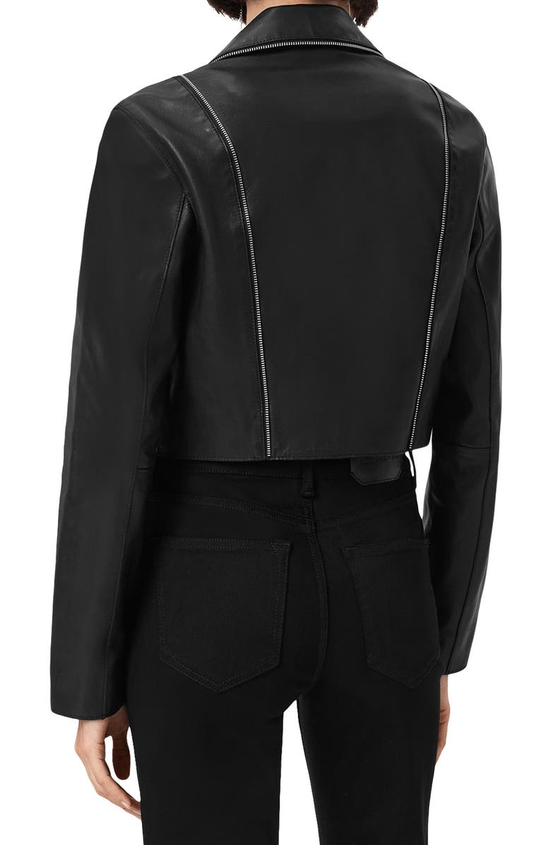 AllSaints Landers Leather Biker Jacket, Alternate, color, Black