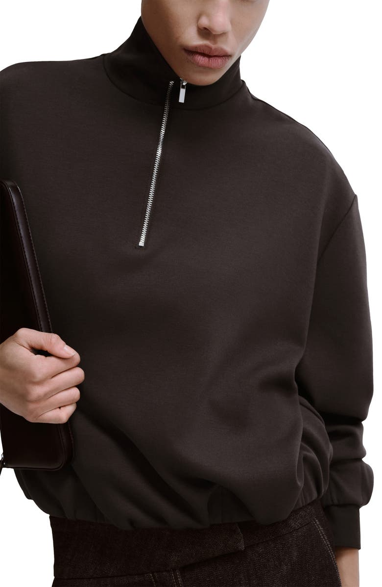 MANGO High Neck Balloon Sweatshirt, Main, color, Chocolate