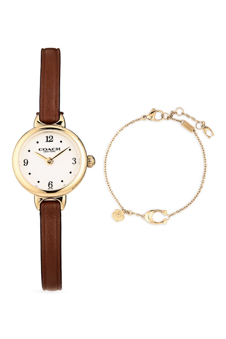 Iris Watch and Bracelet Set, Main, color, SADDLE
