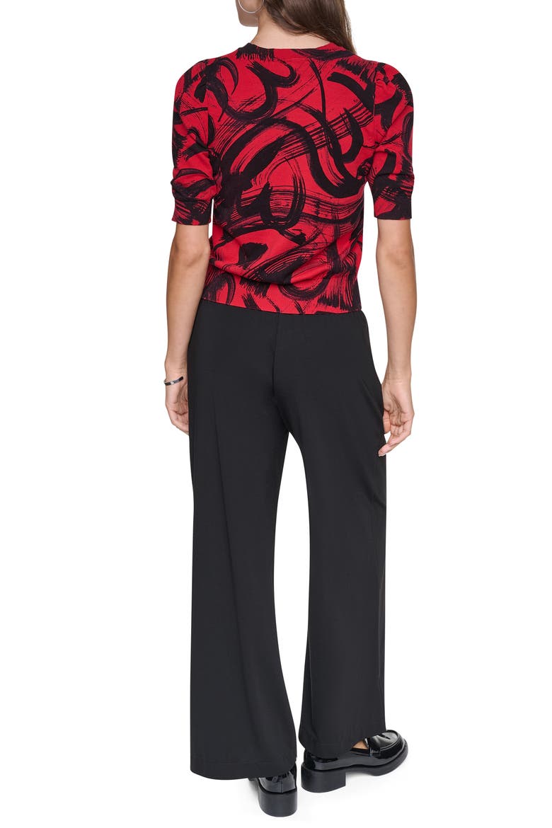 Brushstroke Pattern Short Sleeve Sweater, Alternate, color, RED HEART