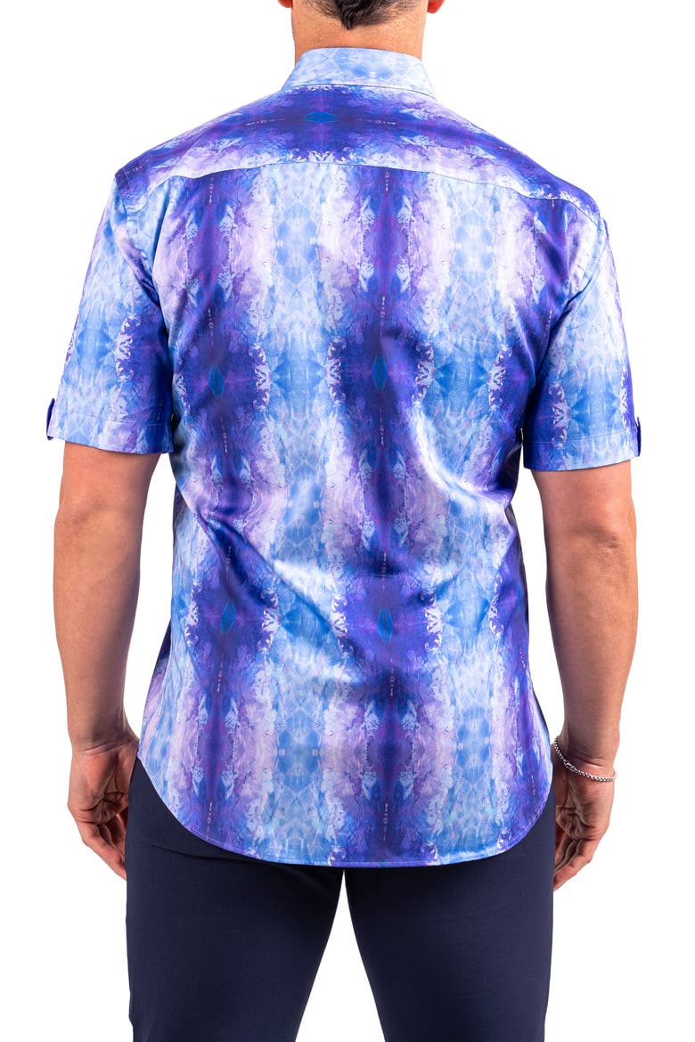 Galileo Resistance2217 Blue Short Sleeve Cotton Button-Up Shirt, Alternate, color, BLUE