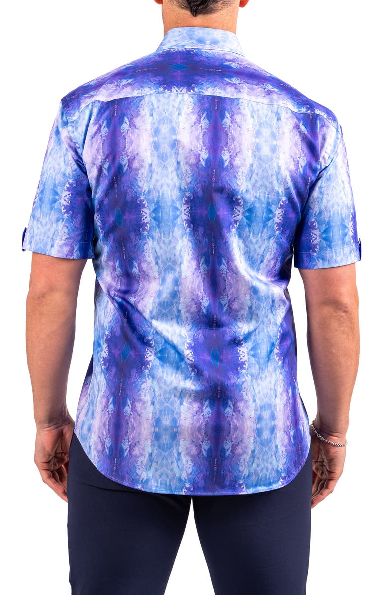 Maceoo Galileo Resistance2217 Blue Short Sleeve Cotton Button-Up Shirt, Alternate, color, Blue