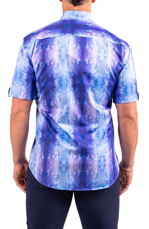 Maceoo Galileo Resistance2217 Blue Short Sleeve Cotton Button-up Shirt