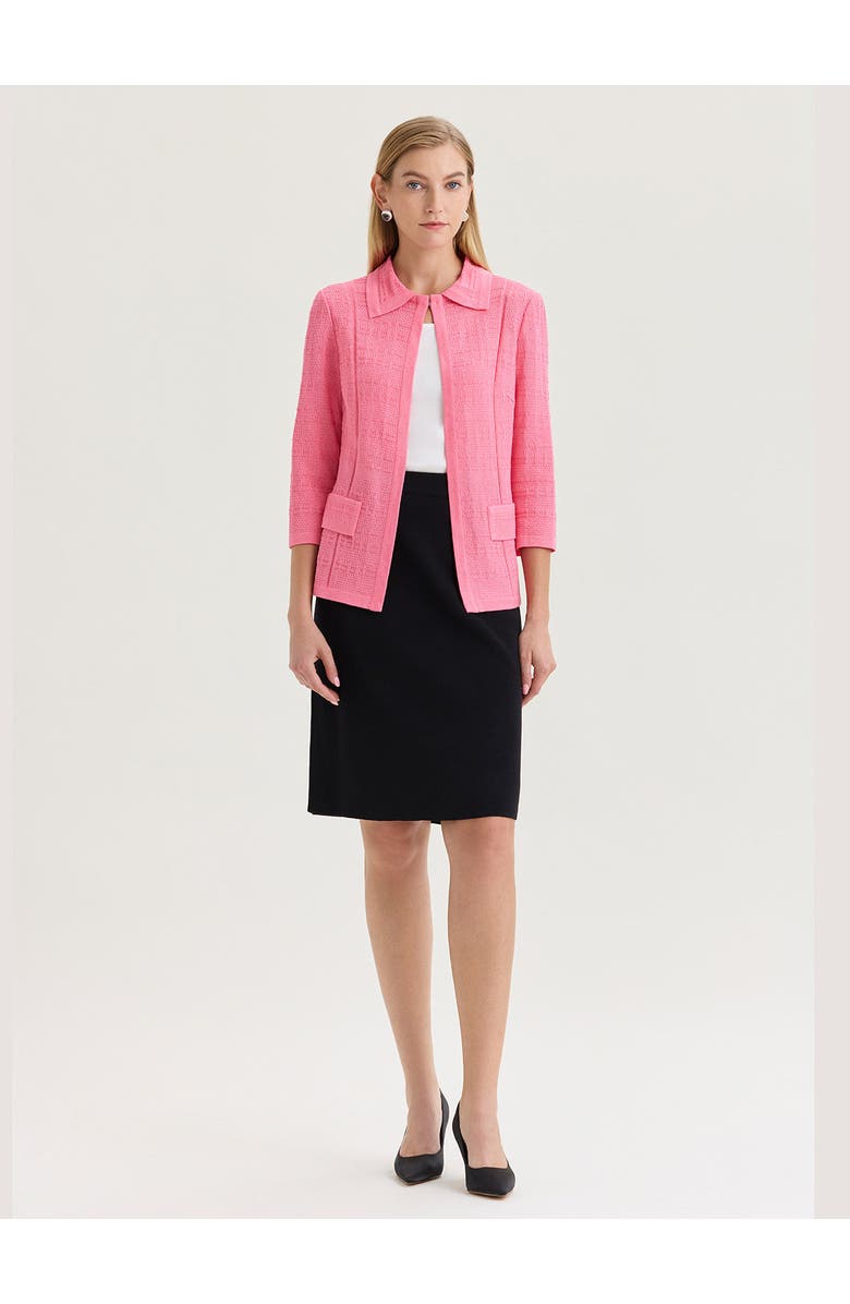 Misook Tailored Tonal Pointelle Knit Jacket, Alternate, color, Pink