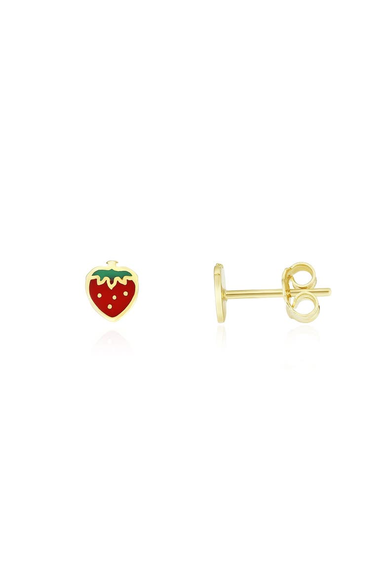 Strawberry Enamel Stud Earrings, Main, color, Red Enamel