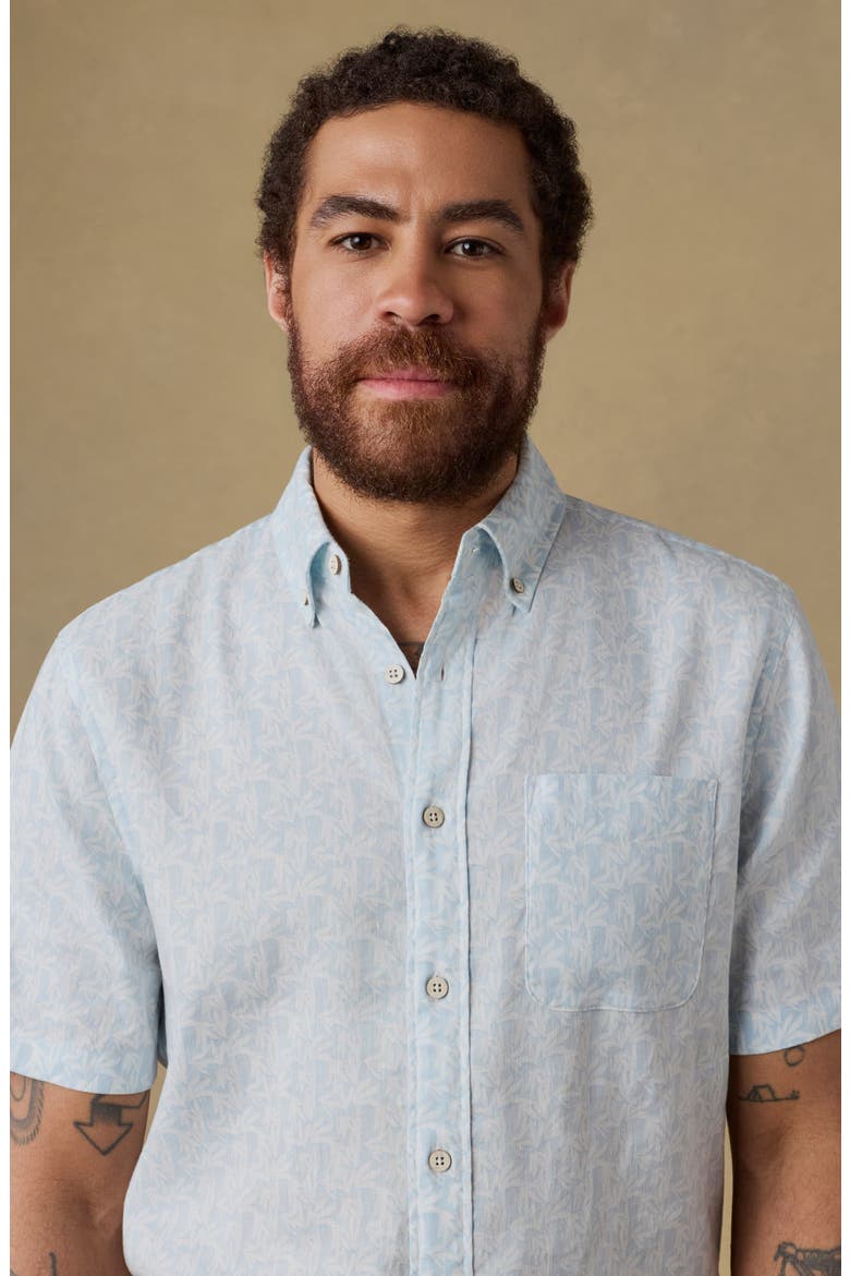Breeze Short Sleeve Button-Down Shirt, Alternate, color, CLEAR SKY LEAF
