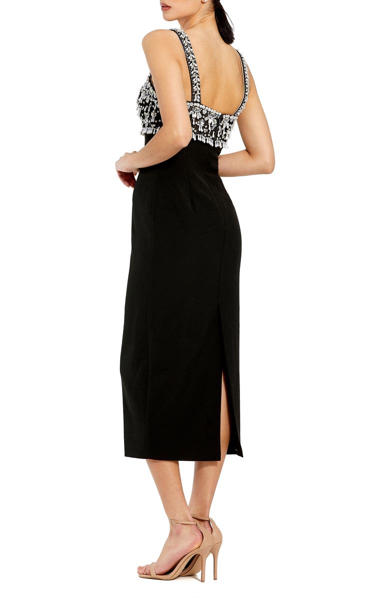 Mac Duggal Fitted Embellished Column Midi Dress, Alternate, color, Black