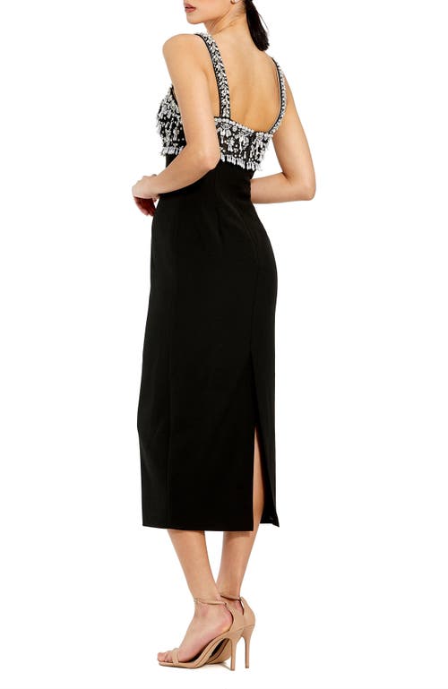 Mac Duggal Fitted Embellished Column Midi Dress In Black