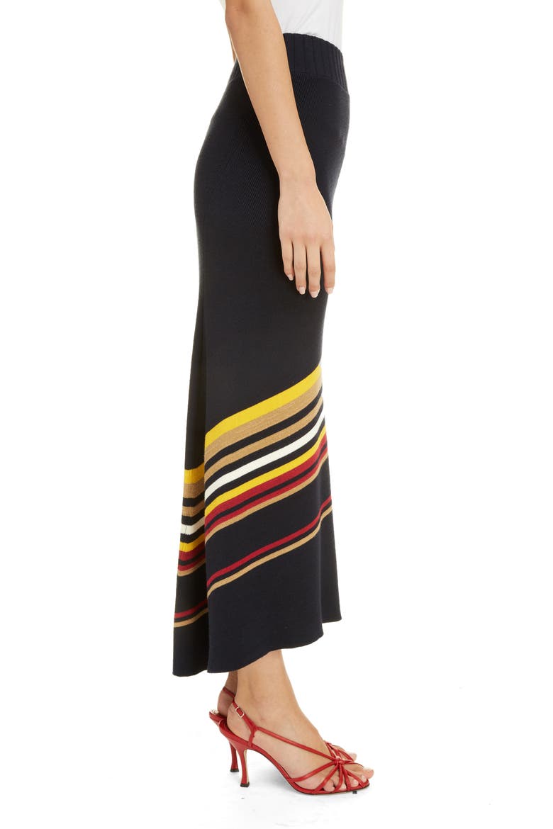Stripe Hem Maxi Sweater Skirt, Alternate, color, NAVY/ CAMEL MULTI