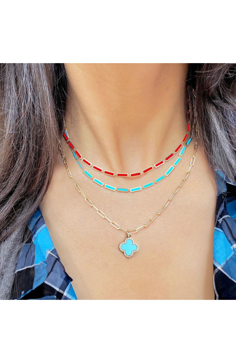 The Lovery Fine Jewelry Coral Bar Necklace, Alternate, color, Coral