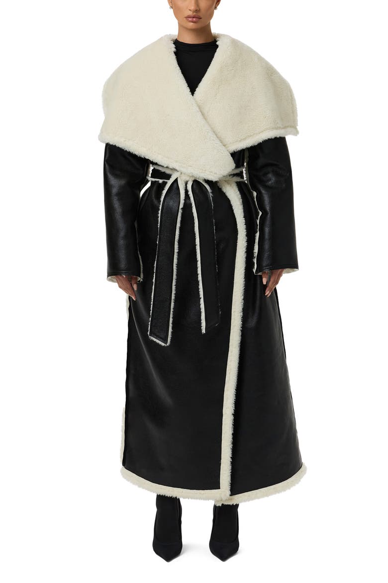 Reversible Faux Shearling Jacket, Main, color, BLACK