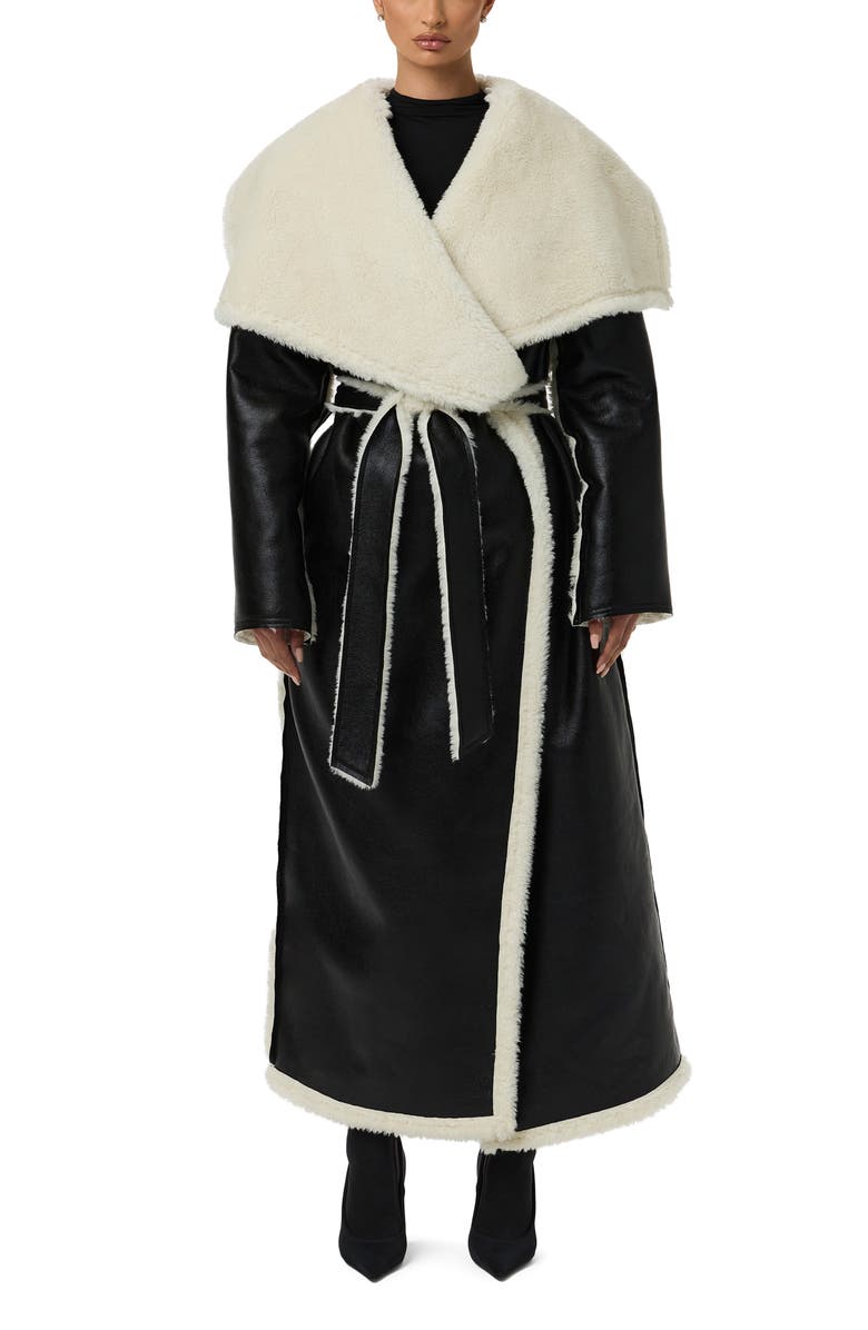 Naked Wardrobe Reversible Faux Shearling Jacket, Main, color, Black