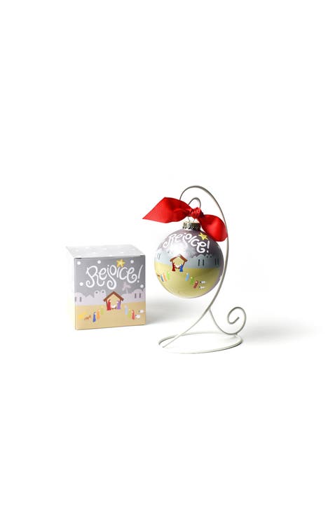 Rejoice Nativity Glass Ornament with Stand
