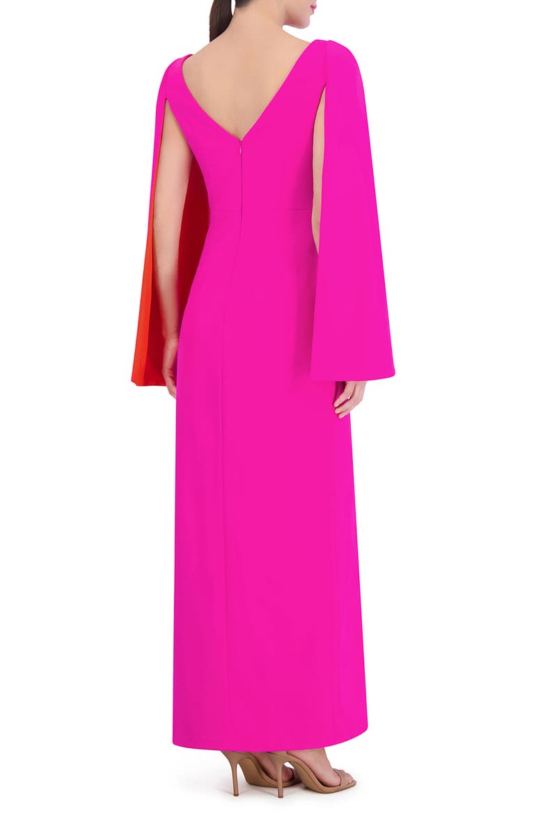 Long Sleeve Capelet Scuba Crepe Dress, Alternate, color, FUCHSIA