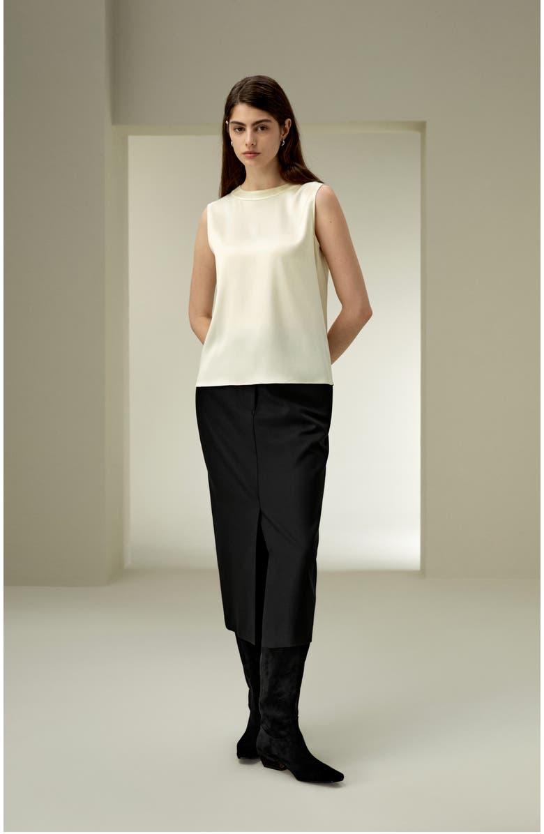 Lilysilk Sleeveless Round Neck Silk Top, Alternate, color, Lily White