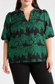 SUGARLIPS Elyna Jacquard Tavia Split Neck Top