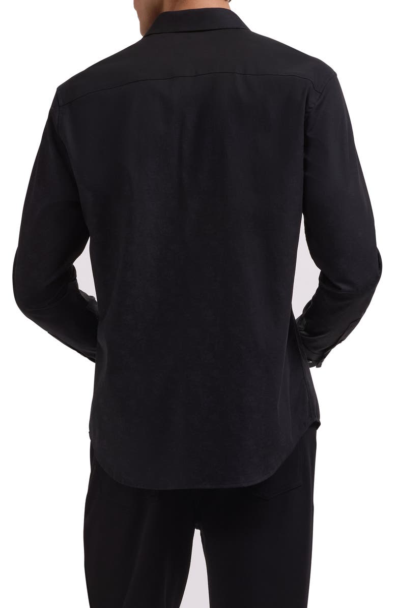 Bugatchi Julian Shaped Fit Floral Jacquard Stretch Cotton Button-Up Shirt, Alternate, color, Black