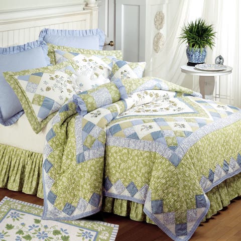 20" x 26" Eileen Green Blue Floral Cotton Standard Sham - Machine Washable