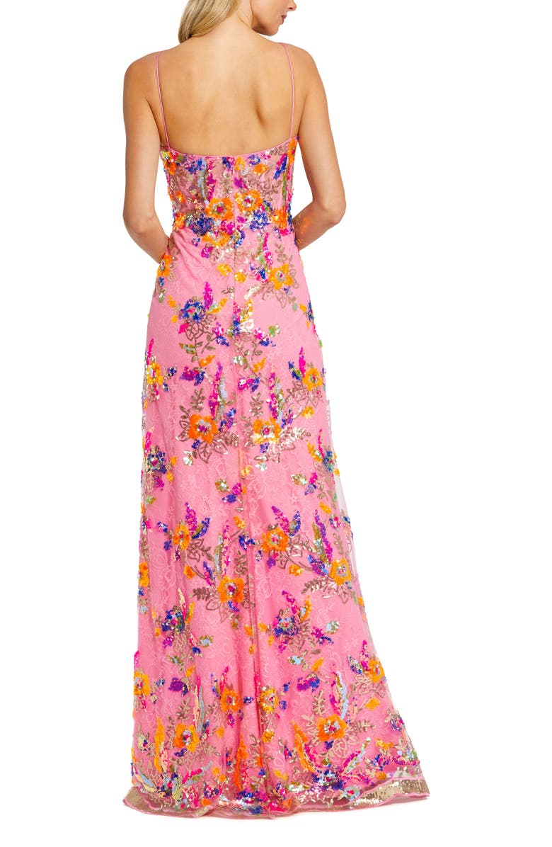 Mac Duggal Sweetheart Neck Floral Hand Sequin Lace Gown, Alternate, color, Pink Multi