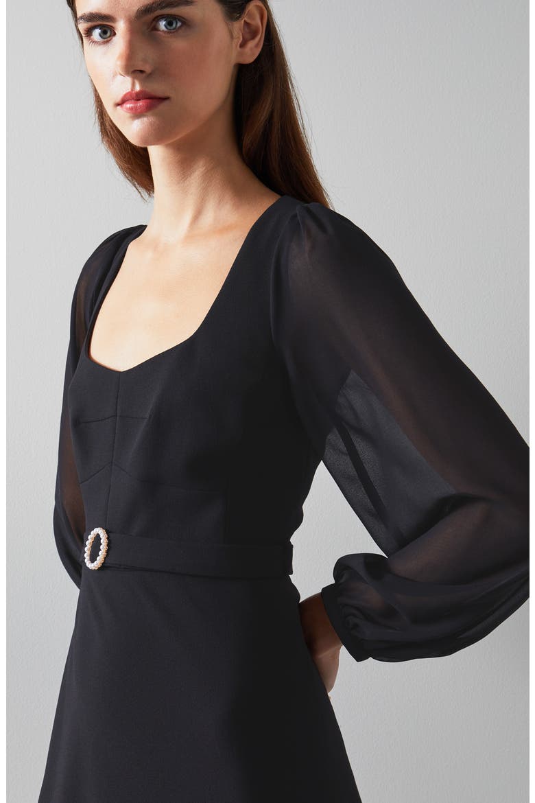 Perdy Long Sleeve Dress, Alternate, color, BLACK
