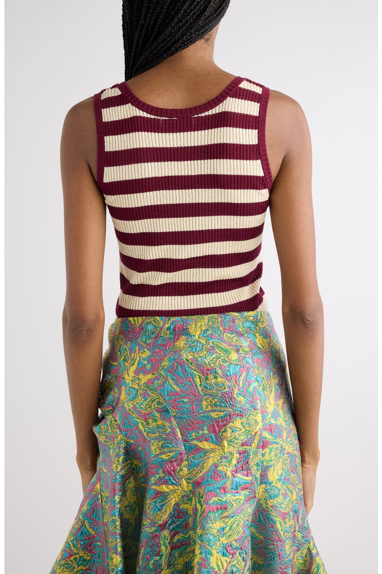 Tova Bis Stripe Cotton Rib Tank, Alternate, color, BORDEAUX