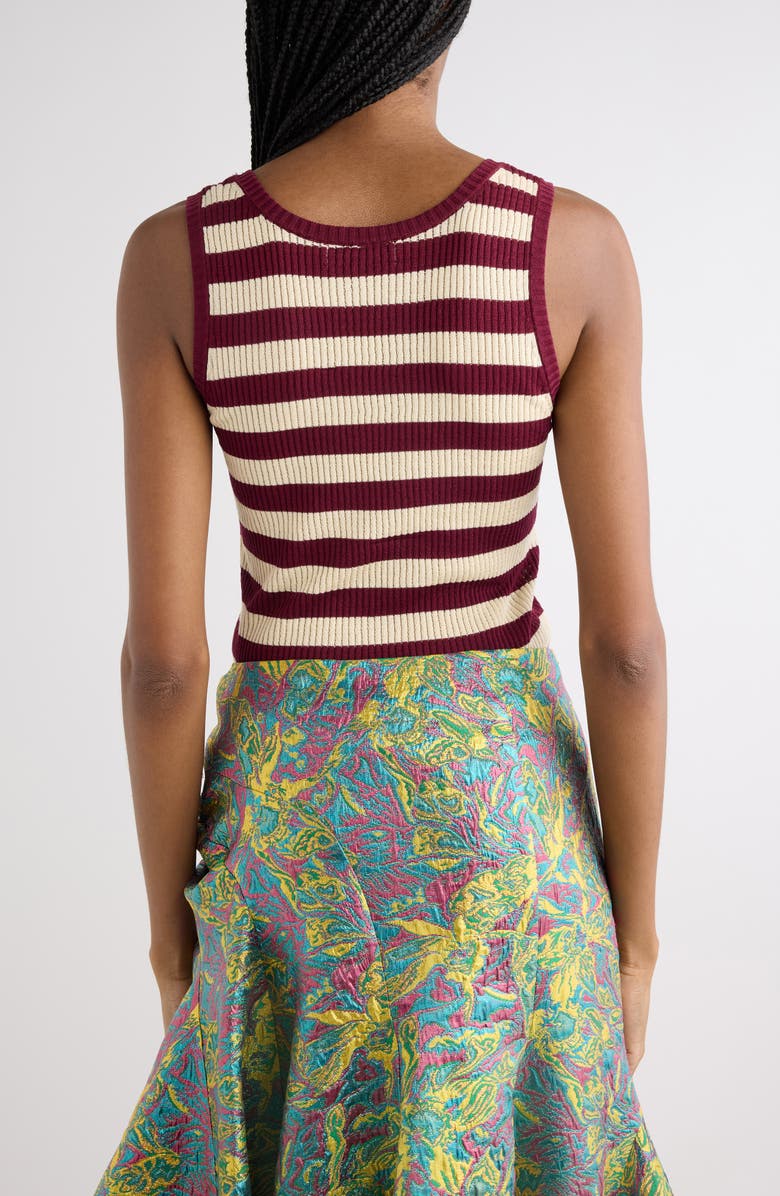 Dries Van Noten Tova Bis Stripe Cotton Rib Tank, Alternate, color, Bordeaux