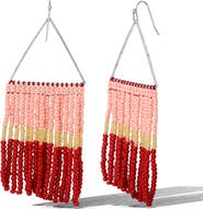 Jessica Simpson Pink and Red Ombre Beaded Fringe Earrings