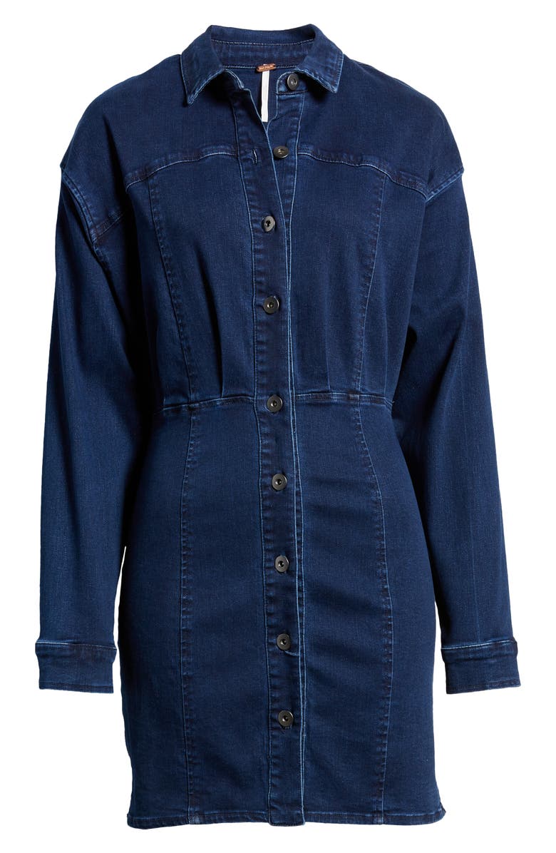 Free People Amber Long Sleeve Denim Shirtdress, Alternate, color, 