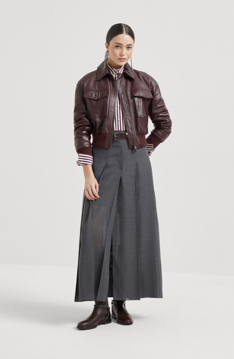 Brunello Cucinelli Long pleated skirt, Alternate, color, Anthracite