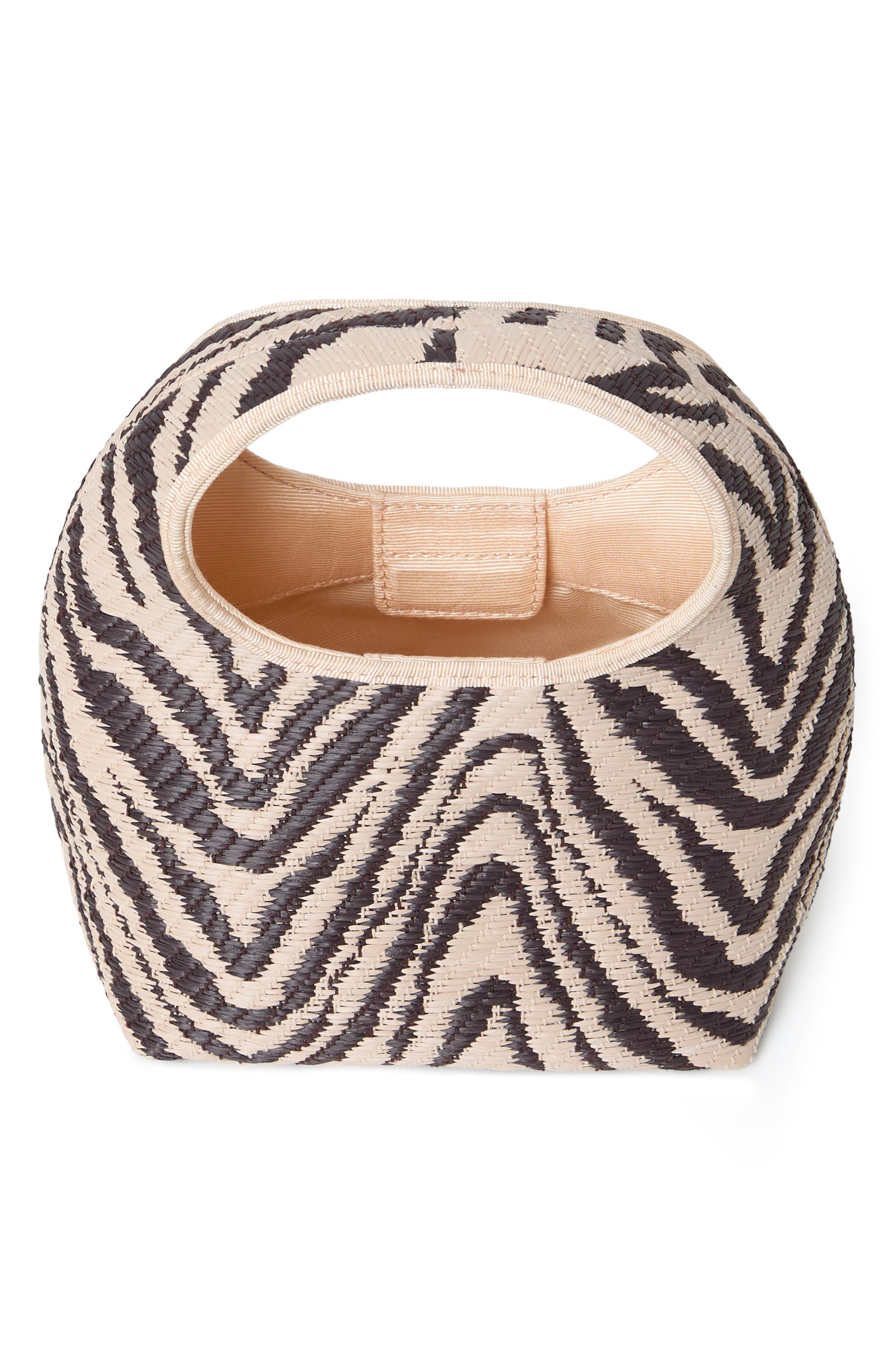Loeffler Randall Kenzie Woven Raffia Top Handle Bag, Alternate, color, Vintage Zebra
