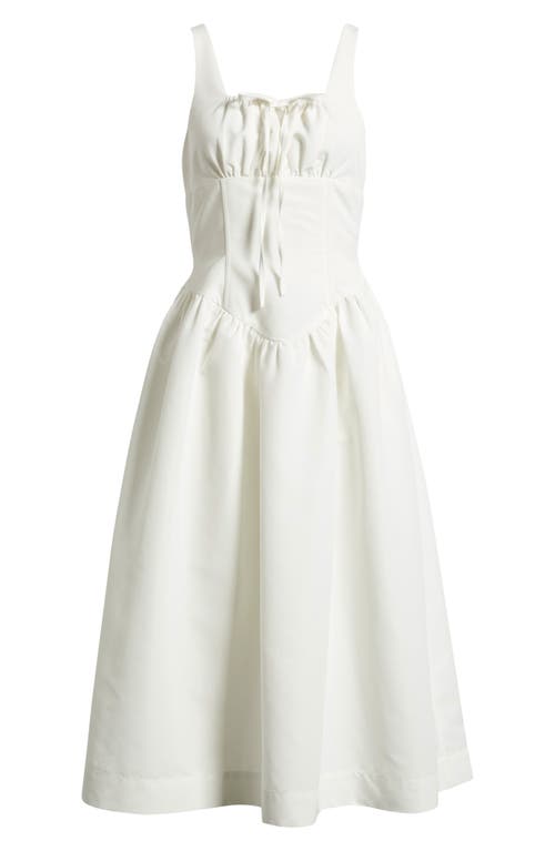 Rare London Gathered Corset Sleeveless Midi Dress In White