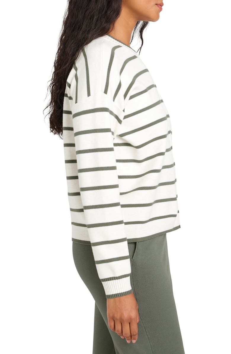 Splendid x Cella Jane Stripe Front Seam Sweater, Alternate, color, Snow White/ Olive Stripe
