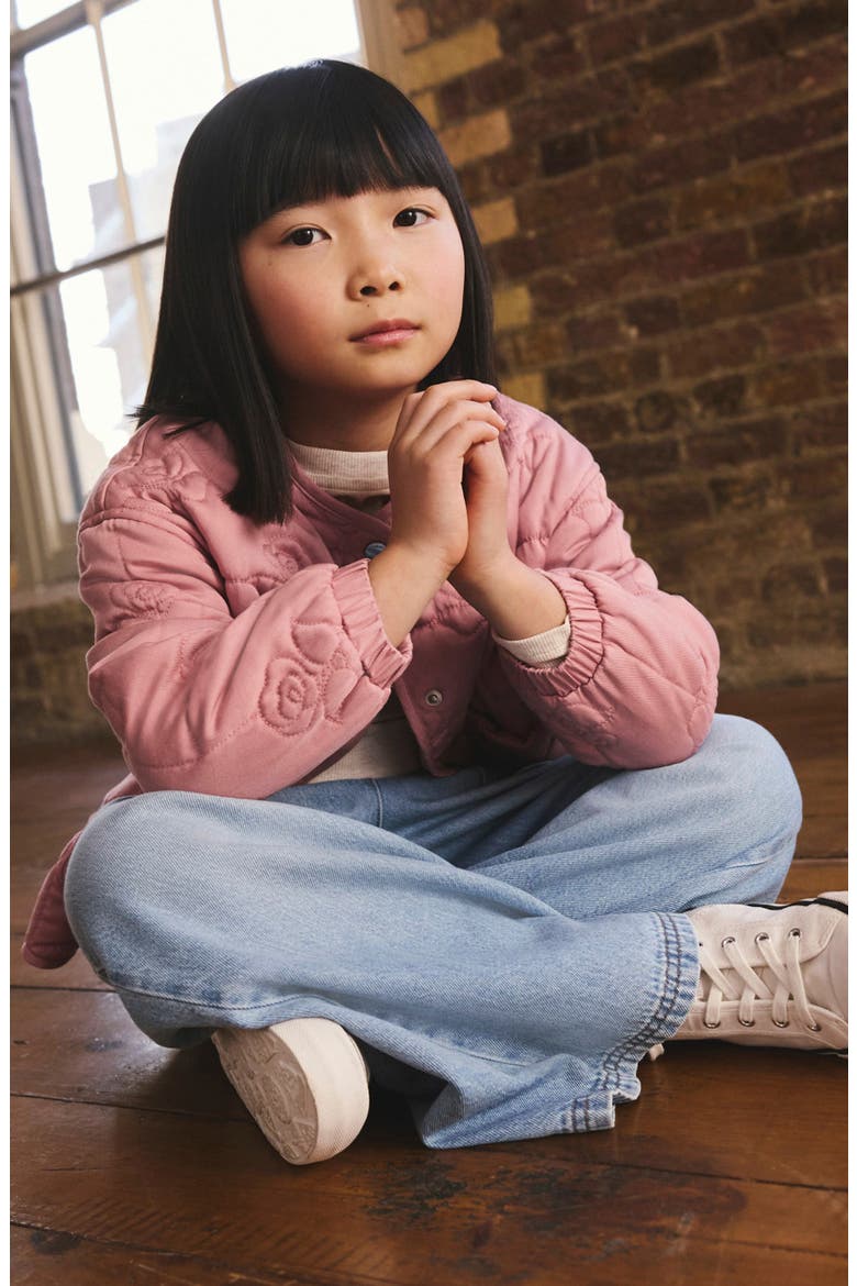 Kids' Flower Quilted Jacket, Alternate, color, PINK