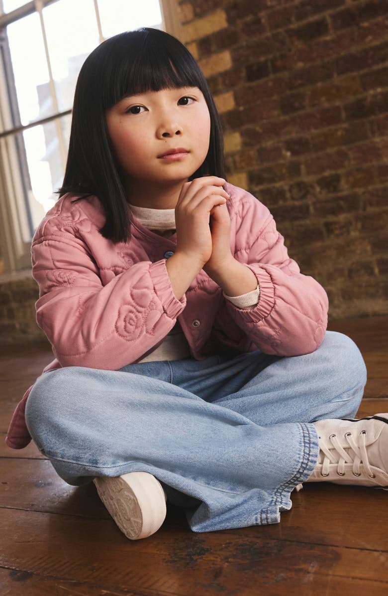 NEXT Kids' Flower Quilted Jacket, Alternate, color, Pink