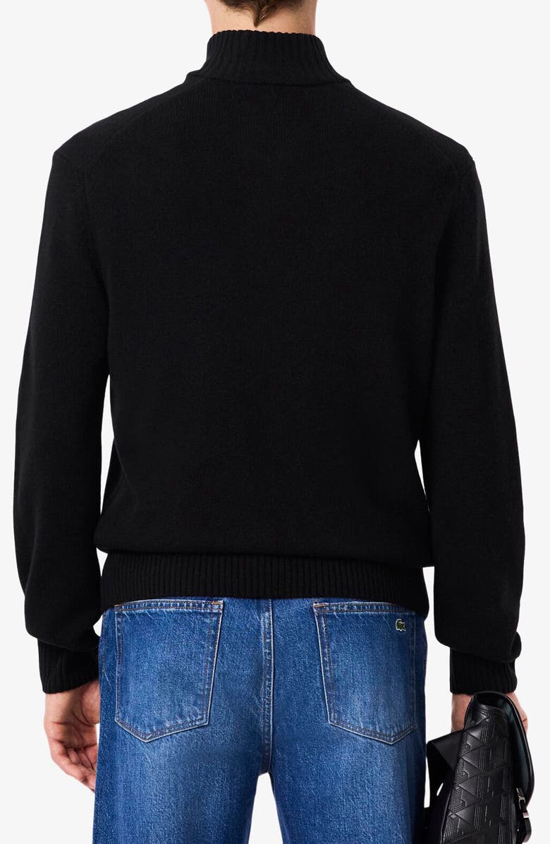 Lacoste Classic Fit Wool Quarter Zip Sweater, Alternate, color, Black