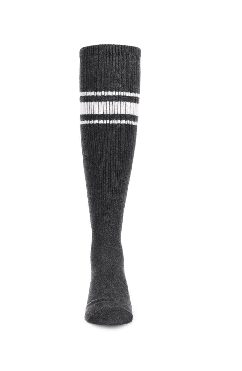 MeMoi Marled Ribbed Stripe Knee High Socks, Alternate, color, Black