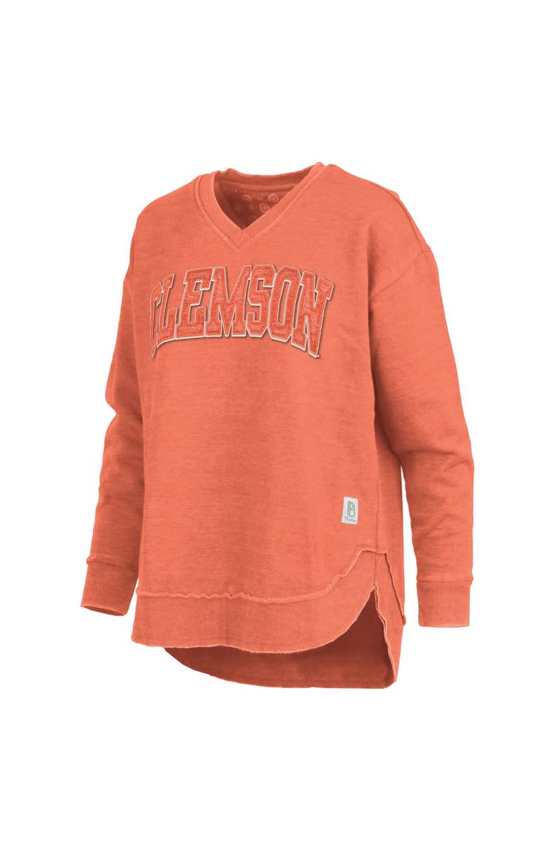 PRESSBOX Women's Pressbox Orange Clemson Tigers Westin Poncho V-Neck Pullover Sweatshirt, Alternate, color, Orange