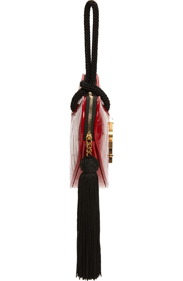 Saint Laurent Sac Coeur Croc Embossed Heart Shaped Clutch, Alternate, color,