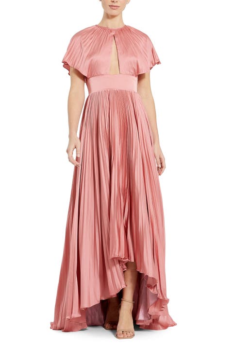 Front Cutout Pleated High Low Dress