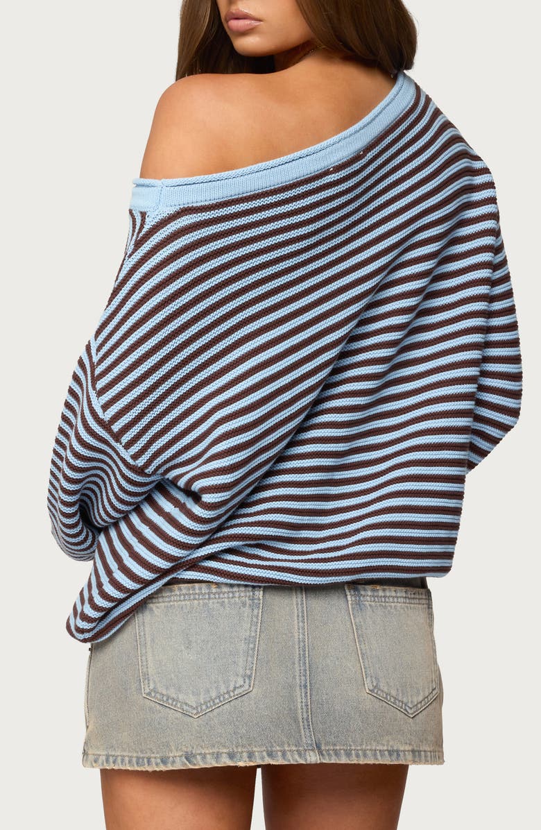 EDIKTED Averi Stripe Textured Cotton Sweater, Alternate, color, Light-Blue