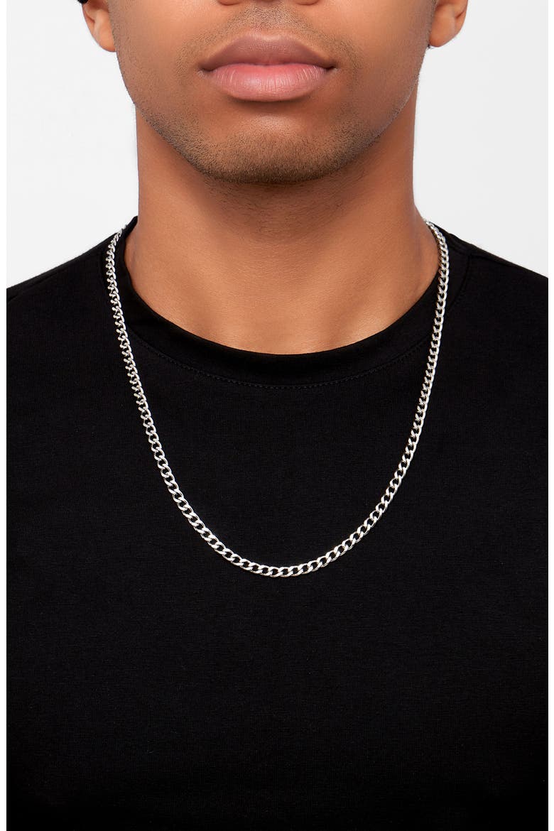 Men's Curb Chain Bracelet & Necklace Set, Alternate, color, SILVER