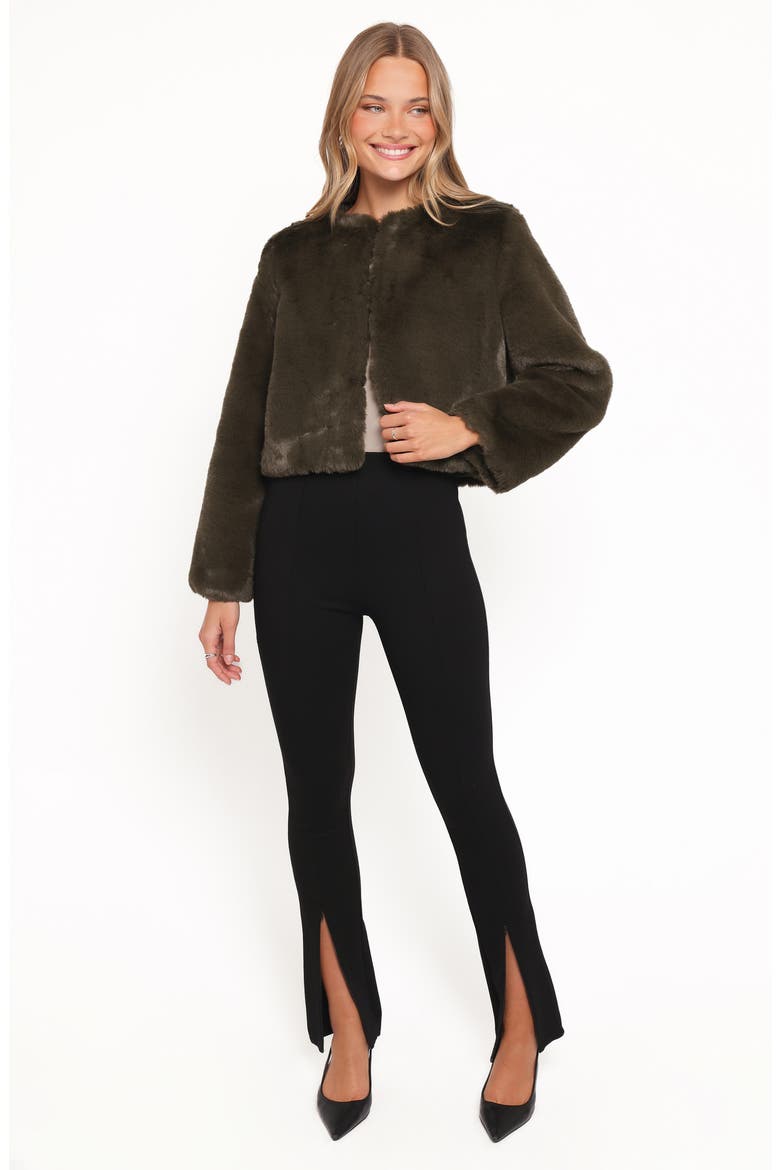 Minnie Faux Fur Jacket, Alternate, color, FOREST GREEN
